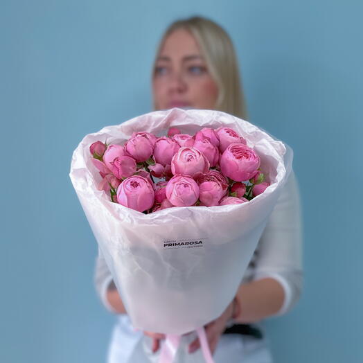 Букет из 5 кустовых пионовидных роз Сильва Пинк💗 39793