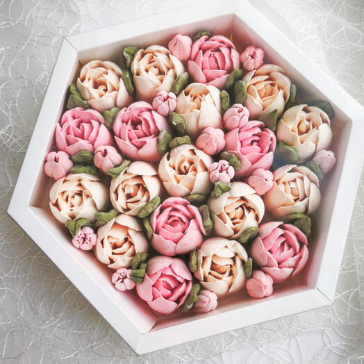 Ромбовая коробочка зефирных цветов 🌸