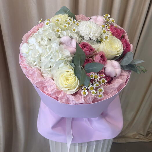 Букет с гортензией, розой и эвкалиптом🎀