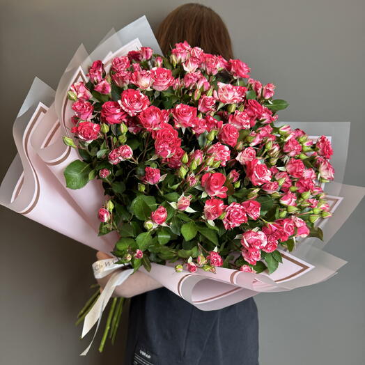 Букет из 15 кустовых роз файерворкс😍