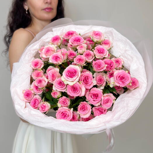 Букет Розовых Кустовых Роз 9 шт💗