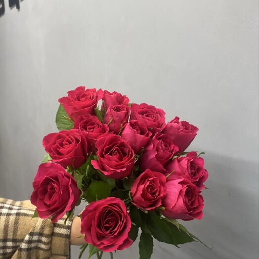 15 ярко малиновых роз