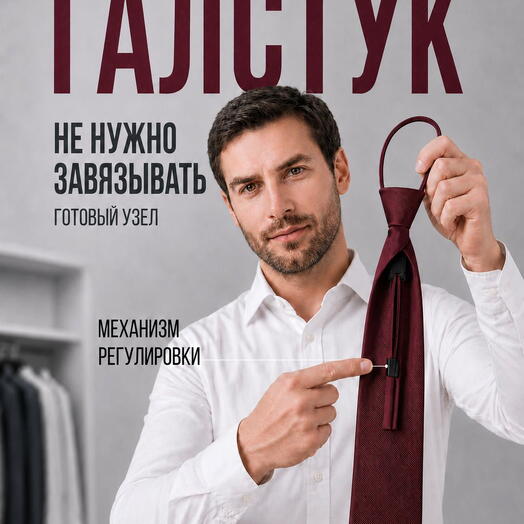 Фальшгалстук бордовый мужской широкий из микрофибры с готовым узлом на затяжке