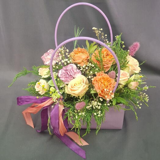 Сиреневая сумка с рыжими розами 💐