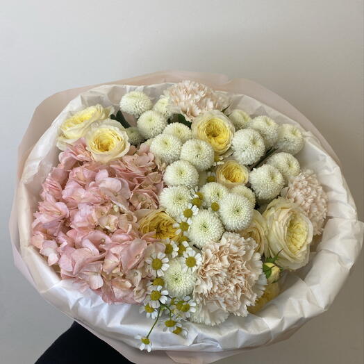 Бежевый букет 🌼bloom room Роза гвоздика хризантема
