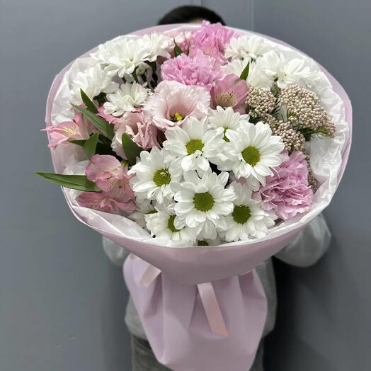 Букет 🌸 «Нежность зефира»🌸 (диантус, хризантема ,альстромерия , эустома и озотамнус)