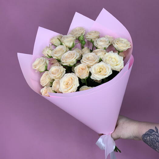 Розы мини-кустовые кремовые 9 (арт103)