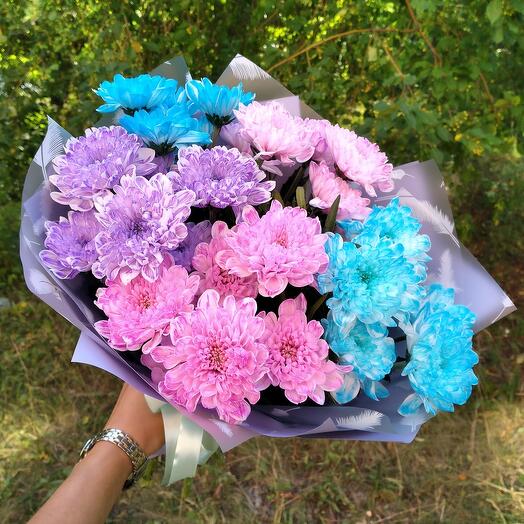 Яркий микс из хризантем💖 для любимой мамы