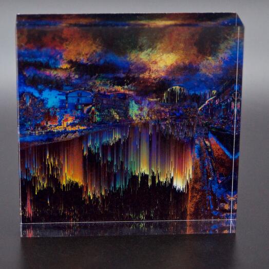 Painting on an acrylic block "Night City"