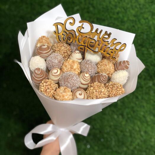 Букетик с топпером 🎈С ДНЁМ РОЖДЕНИЯ🎈