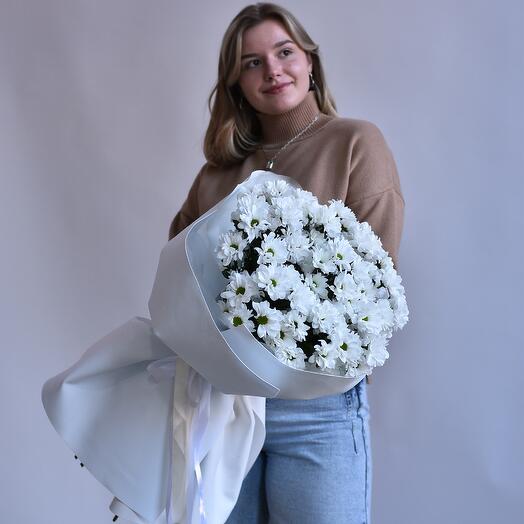 Букет "А2"белой  кустовой хризантемы ( ромашка)