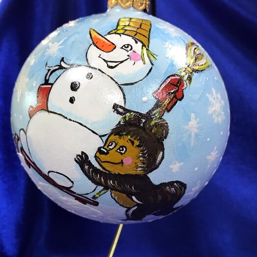 Bola de Navidad Muñeco de nieve en trineo