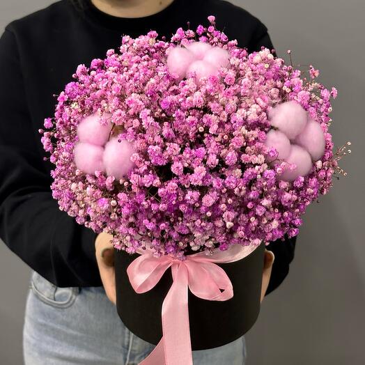 Flowers in a box pink gypsophila