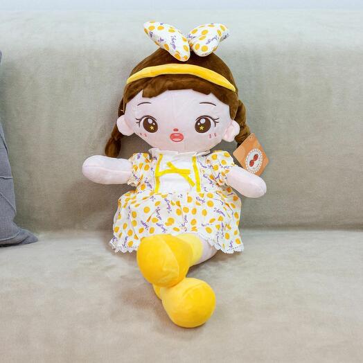Мягкая игрушка велюровая Кукла Ханна для девочек в подарок KiDWoW желтый 55см