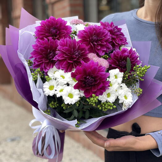 A bouquet of violet dahlias 2
