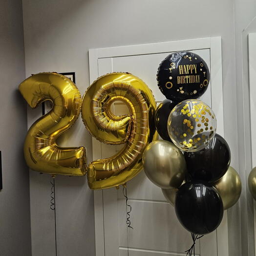 Qızılı və qara konfeti buketi