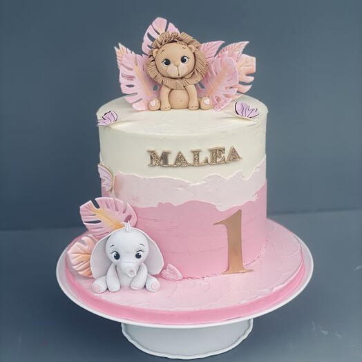 Animal cake for baby Girl Birthday