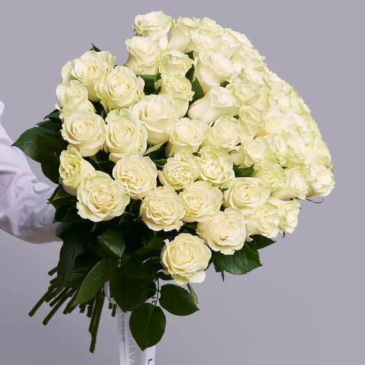 Букет из 51 белой розы/ СКИДКА -15%