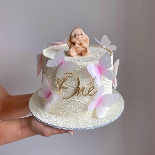 Торт с зайкой и бабочками от 1,5кг велюр