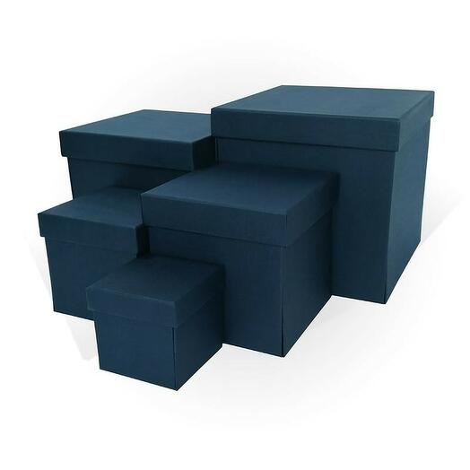Набор коробок WOW - Сюрприз, Текстура рогожки, Синий, 21*21*21 см, 5 шт