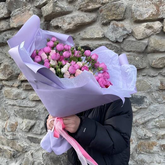 Букет в лавандовой упаковке