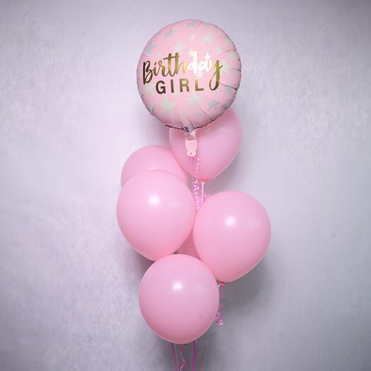 6 Pink Latex   1 Birthday Girl Balloon -5715