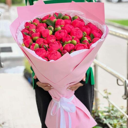 Коралловые пионы 41 шт