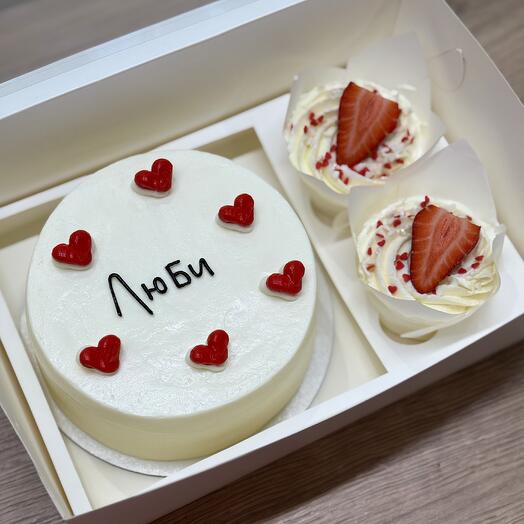 Набор бенто-торт MAXI+капкейки подарок