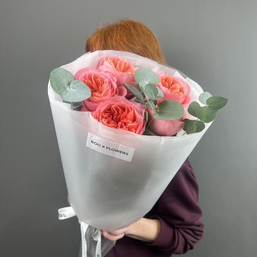 Моно букет из 5 пионовидных роз Кэнди Экспрешн