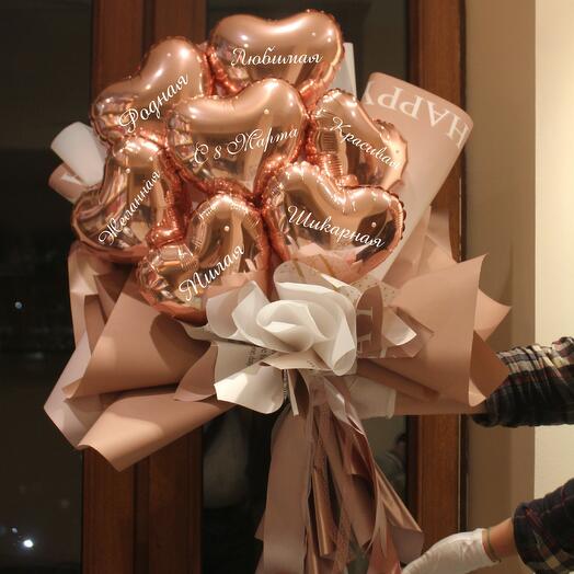 Букет из сердец 8 Марта