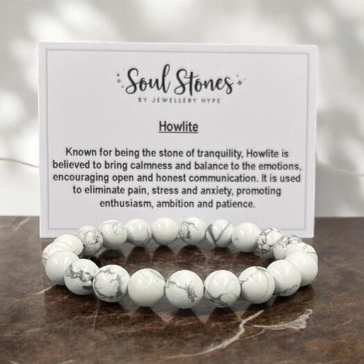 Howlite gemstone beaded bracelet