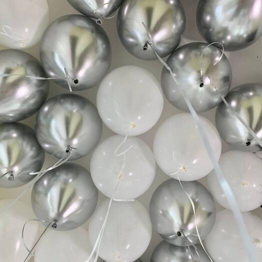 Шары под потолок Silver White 20 шт