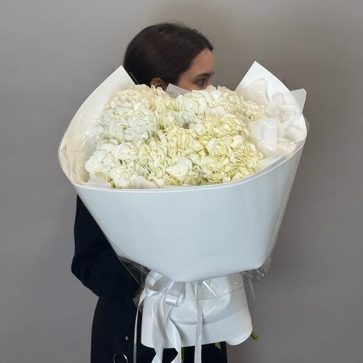 Букет белых гортензий 5 шт