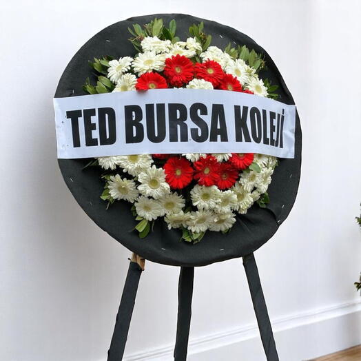 Cenazeye Özel Kırmızı ve Beyaz Gerbera Çelenk