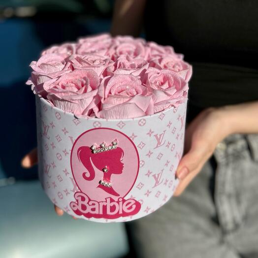 Tasarım Kutuda Pembe Simli Kadife Guller