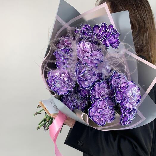 Монобукет с космическими диантусами и стифой от Xoflowers