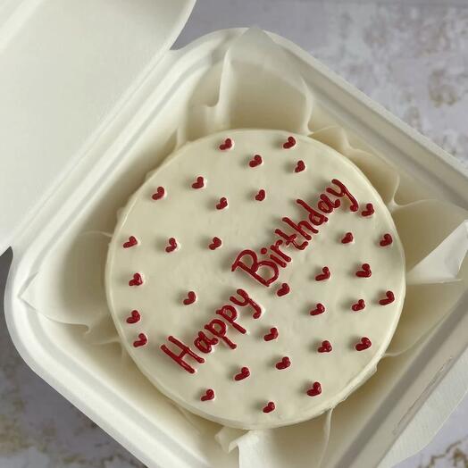 Бенто-торт happy birthday с сердечками