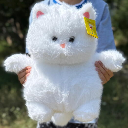 Мягкая игрушка плюшевый кот белый. Soft plush toy cat white