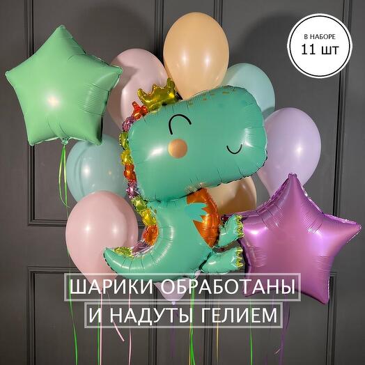 Composition of delicate balls with a dinosaur 11 pieces