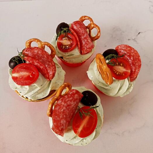 Капкейки с ветчиной и сыром закусочные для мужчины, брата, подарок папе / день отца