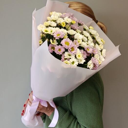 Монобукет из хризантем Сантини. Летнее настроение