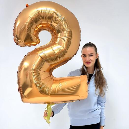 Фольгированная цифра шар «Золото» на выбор 102 см