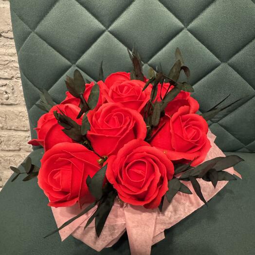 9 мыльных роз в коробочке