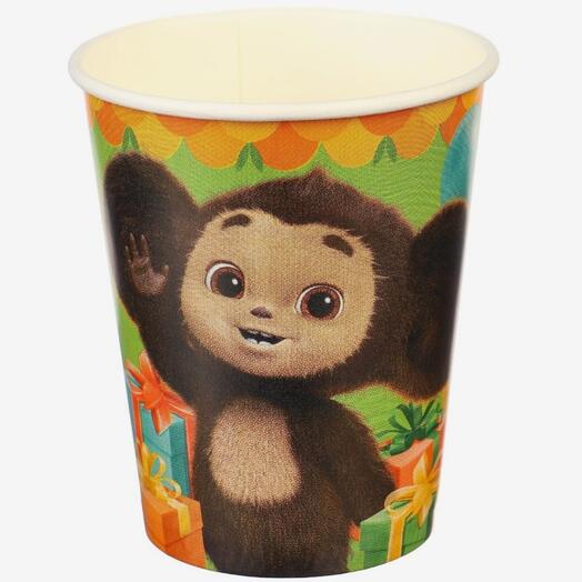 Стакан одноразовый бумажный, 250 мл, Чебурашка, 10шт