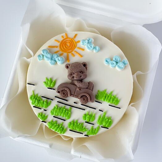 Бенто торт ребёнку на день рождения мишка на машине