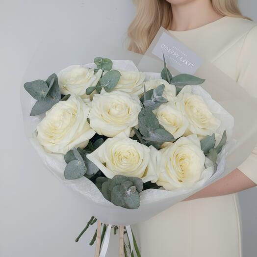 I will collect a bouquet of 🌿060 ( 9 peony-shaped imported roses with eucalyptus )