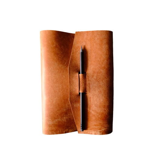 Кожаный блокнот А5 Коричневый  "На застёжке" с креплением для ручки