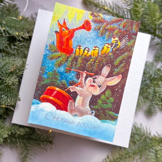 Новогодний торт-открытка