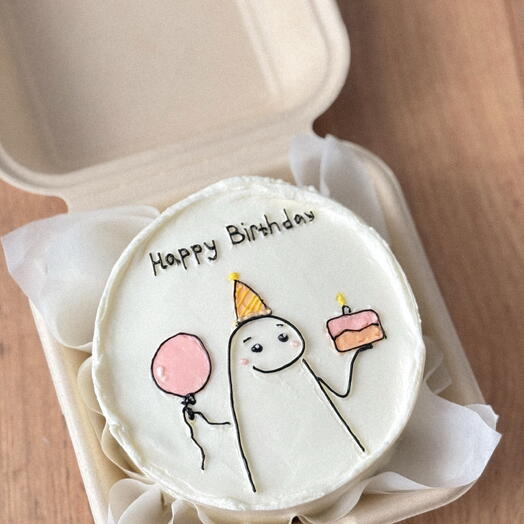 Бенто торт «Happy birthday» с рисунком человечка