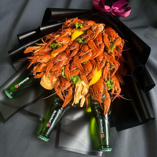 Букет с раками и пенным